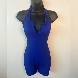 Shein Icon blue halter neck unitard bodysuit